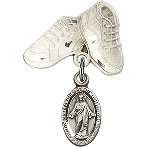 Детски икона от сребро с чар във формата на лопатка и игла за детски сапожек, 1x5/8 инча