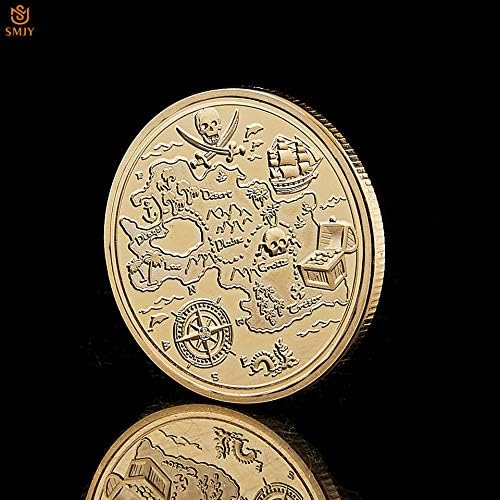2021 Залив На Острова На Съкровищата Позлатена Монета Череп Пиратски Кораб Коллекционный Символичен Ветроходството Vaule Coin