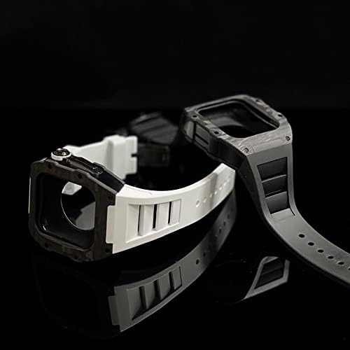 EKINS Луксозен калъф от въглеродни влакна, набор ленти за Apple Watch 7 6 5 4 se, каишка от каучук, комплект промяна на ръба на Направи