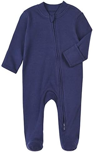 Пижами Aablexema Baby Footie с белезници под формата на Варежек - Унисекс За Новородени, Памучни Панталони с ципове с 2 начина