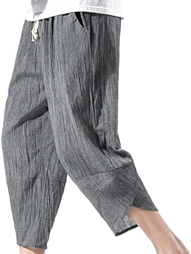 MIASHUI Размер на Открити Летни Нови Ежедневни Панталони от Ледената Коприна, Мъжки Модни Памучни Панталони-зреещи, Ретро Тенденция Мъжки