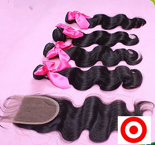 DaJun Hair 7A Средната Част на Лейси Закопчалка с 3 Греди Камбоджа Девствени Човешка Коса Remy Обемна Вълна Естествен Цвят
