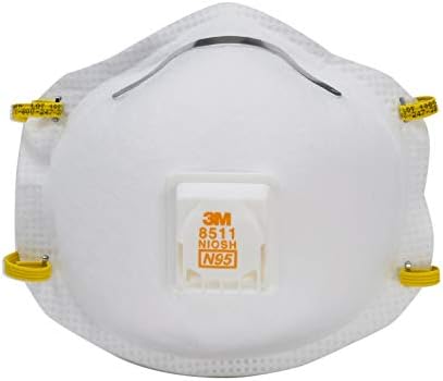 Дихателна маска с клапа за шлайфане и фибростъкло 3M 8511 N95 Cool Flow, който да бъде одобрен от NIOSH, Предпазва от прах и