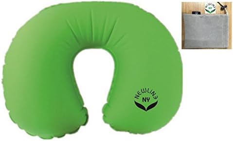 NewlineNY Надуваема Пътна възглавница за шията от TPU (Зелен) с чанта за носене на съвсем малък