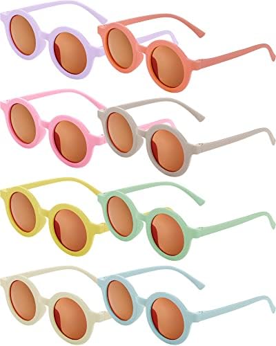 Weewooday, 8 Чифта Детски Слънчеви очила, Кръгли Слънчеви Очила в Ретро стил за Малки Момичета, Детски Слънчеви очила, Възраст 3-10