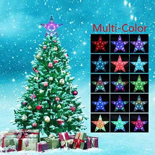 Светлини YAGE Christmas TALE Star Tree Topper 8,5 инча 10LED Многоцветни с Универсално дистанционно управление с батерия 3AA Чудесен
