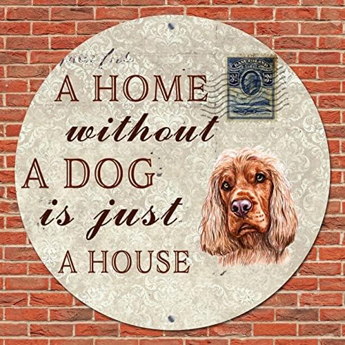 Забавна Кръгла Метална Лидице Знак за домашни кучета Къща Без Куче-Това е Просто Къща, Реколта Табела с Венец, Закачалка за Кучета,