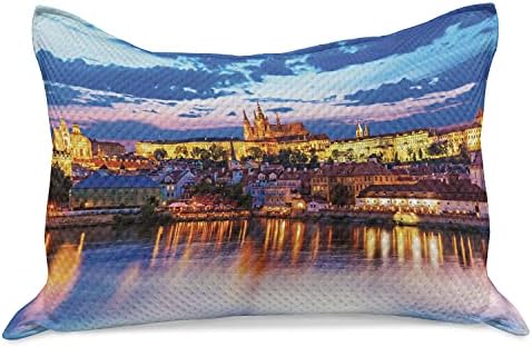 Калъфка за възглавница от стеганого одеяла Ambesonne Travel, Вечер в Прага, Чехия, Историческа Архитектура Свети Вит, Калъфка за възглавница