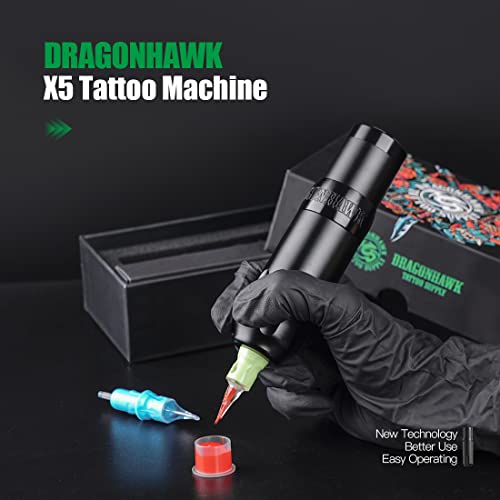 Dragonhawk X5 Безжична Татуировочная дръжка с Роторными Замяна на Татуировка-пистолет с напредъка 4,0 мм - чудесно за татуировщиков