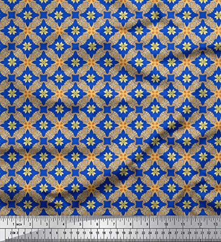 Памучен плат от джърси Soimoi в клетката и марокански плат с етнически принтом ширина 1 ярд 58 инча