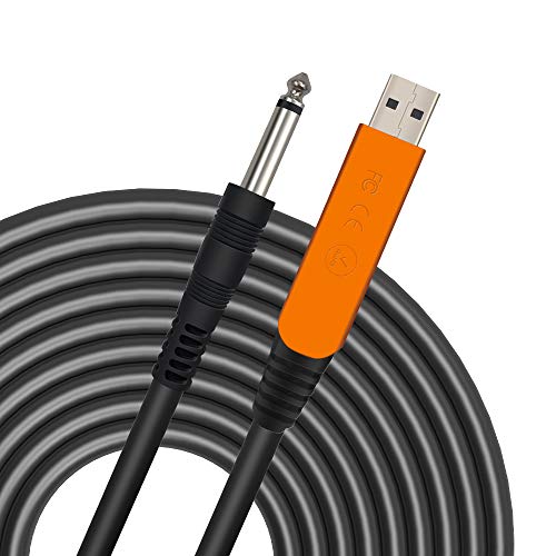 USB-Китара кабел 10 метра, жак за свързване на китара YESPURE USB с конектор 6,35 мм 1/4 инча с Позлатените TS-моно жак, Кабел за