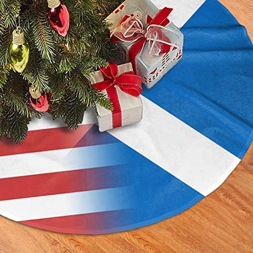 Пола Елхи, 30-48 Инча Шотландия Американски Флаг Дърво Подложка за Коледна Украса Празнични Украси за Партита