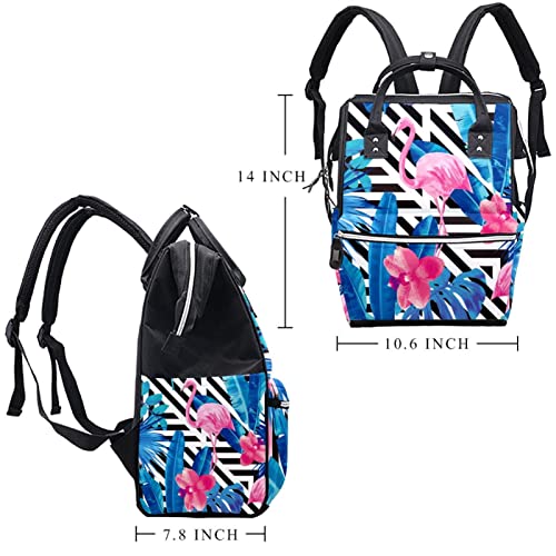 Раница-чанта за Памперси LORVIES Flamingo Stripe, Многофункционална чанта за Голям Капацитет