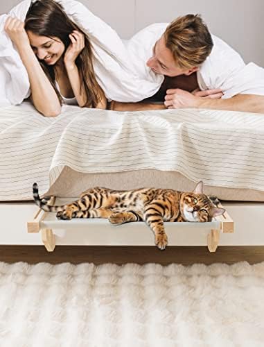SAINT NIEVE Cat Window Perch - Здрава и регулируема на Котешка легло за Големи котки, Лесен за сглобяване на Хамак с дървена дограма и е