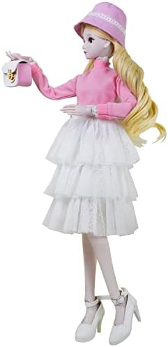 Кукла Proudoll 1/3 BJD 60 см 24 инча, кукли SD с шаровыми панти, Подвижни Фигурки на Биляна + Шапка + Перука + Риза с дълги ръкави + Многослойни