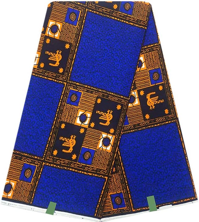 Здрава африканска холандски плат by The Yard Восъчен плат Анкара 6 ярда Удобен плат от памук с африканските принтом (бяла)
