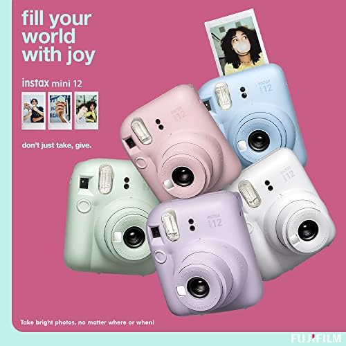 Фотоапарат непосредствена печат Fujifilm Instax Mini 12 (пастельно-синьо) с фокусно разстояние 60 мм + 4-кратна двойна филм Fujifilm