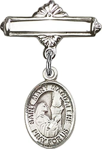 Детски икона Jewels Мания за талисман на Св. Мария Магдалена и полирани игла за бейджа | Детски иконата е от Сребро с амулет на Св. Мария