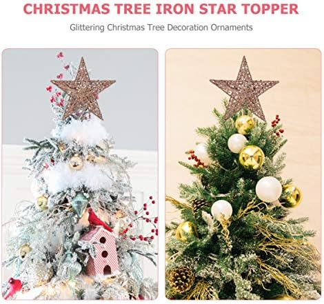 Amosfun Блестящ Topper за Коледната елха, Пентаграм на Върха на Звездното дърво, Декорация за Коледната Елха, Topper за