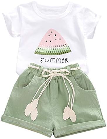 WOCACHI/ Комплекти Lolley за малки Момичета, Детски Облекла от 2 теми, Тениска с цветен модел и цветове, с дълъг ръкав, къси Панталони, Комплект