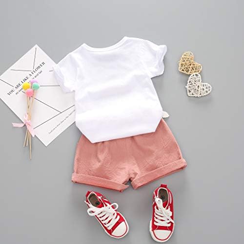 WOCACHI/ Комплекти Lolley за малки Момичета, Детски Облекла от 2 теми, Тениска с цветен модел и цветове, с дълъг ръкав, къси Панталони,