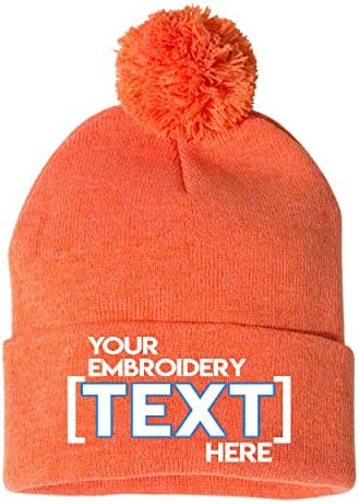 Бродирани по поръчка шапка с pom-помераните - Въведете собствен текст или име - Персонализирани зимни възли шапка с помпоном