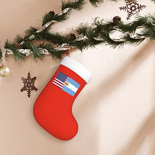 Коледни Чорапи с Флага на сащ TZT и Флага на Аржентина, Подаръци за Коледното парти за семейни Празнични украси 18 Инча