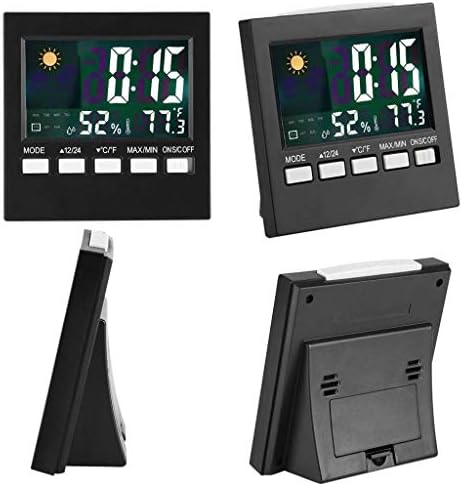 JAHH Стаен Термометър, Вътрешен, Външен Термометър, Влагомер, с Цветен екран, Прогноза за времето, часовник с Аларма, Температура