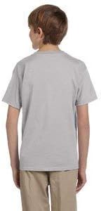 Тениска от Hanes Youth 52 грама, 50/50 EcoSmart - Светло Стомана - M - (Стил № 5370 - Оригинален стикер)