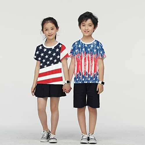 Детски Тениски на 4 юли, Червени, Бели и Сини Тениски с Патриотичен Шарките на САЩ, Американския Флаг, Тениска За деца, в