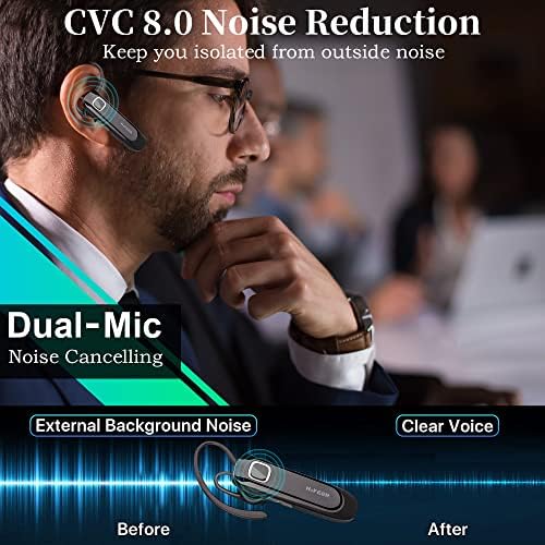 Bluetooth слушалка HIFEER V5.0, Безжична Bluetooth слушалка, микрофон с вграден микрофон за управление/бизнес/офис, Bluetooth-слушалки CVC8.0