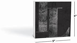 Минималистичные черно-бели инициали B & W Illinois, Начало Декор Joyride, Табела от дърво, 5 x5, Отделно Стоящи, На рафт или на стената,