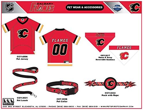 Домашни любимци Първата яка NHL Calgary Flames за кучета и котки, е малък. - Регулируем, сладък и стилен! Идеален нашийник за