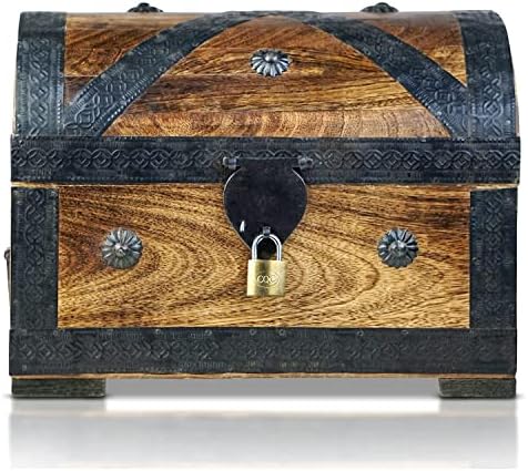 Brynnberg | Пират Дървен Сандък със съкровища - Pirat XL 12,6 x 9,8x 9,8 - Издръжлив Дървени Сандъка със съкровището с ключалка