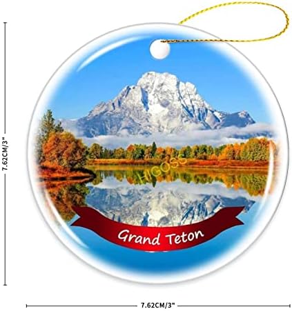 Коледна Украса на коледната Елха Grand Teton, Фарфоровое Двустранно Керамично Украса, 3 инча