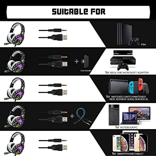 Детска Слушалки Atrasee 7.1 за PC, лаптоп PS4, PS5, Xbox One Switch, 7.1-Канални Слушалки Съраунд звук с микрофон с Шумопотискане,
