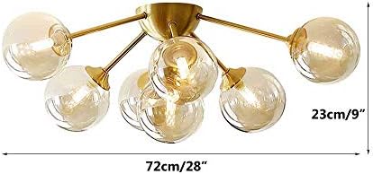 KCO Lighting Тавана Лампа, за Скрит Монтаж 7 Лампи Месинг Злато Средата на века Модерни Полилей Лампа Стъклен Глобус Тавана Лампа