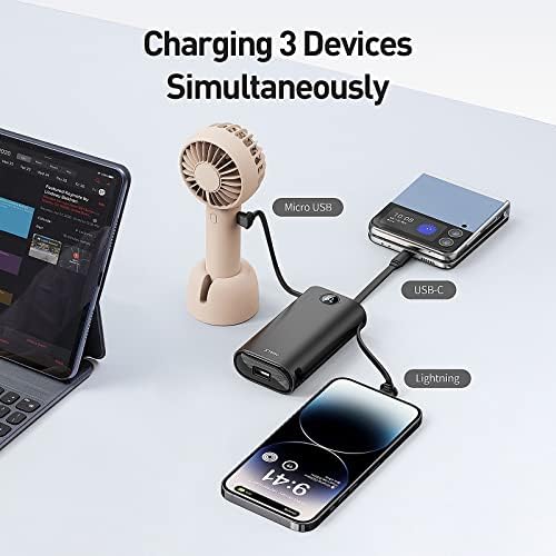 Преносимо зарядно iWalk 4800 mah, USB C и 9000 mah-Power Bank с вградени кабели съвместим с iPhone 14/13/12, Samsung, Google