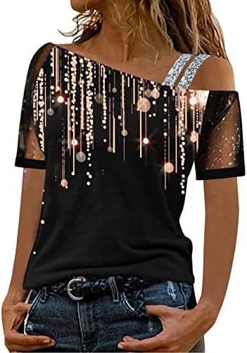 Лятна Есенна Блуза, Тениска за Жени с Къс Ръкав 2023, Памучен Риза с Открити Рамене и Шарките 5Y 5Y