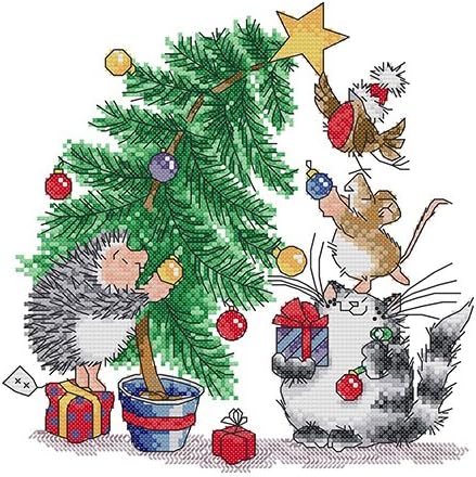 Комплекти за Бродерия на кръстат бод Лимоново дърво За Начинаещи с Точна Предварително Отпечатана Модел -Весела Коледа Tree11CT