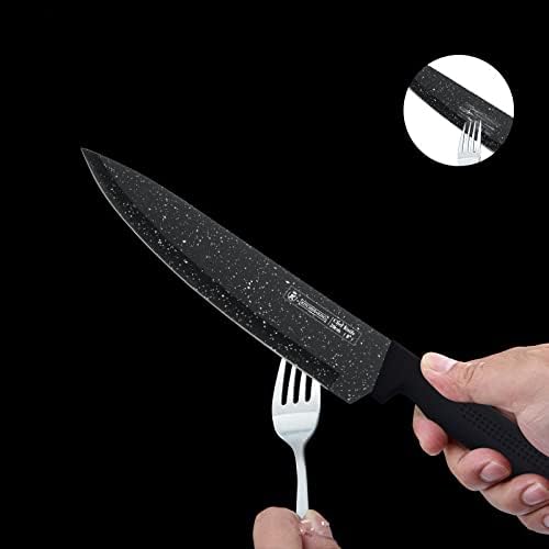 Комплект кухненски ножове ZENGM от шестте теми, набор от ножове от неръждаема стомана 3cr13, пълен комплект кухненски ножове черно, (KK-10HL)