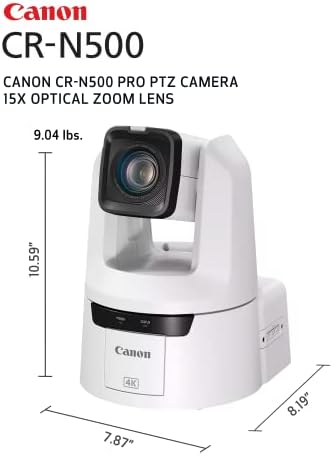 PTZ камера Canon CR-N500 Pro С 15-кратно оптично увеличение, 1 Двухпиксельным сензор за автоматично фокусиране 4K 30p, 3G-SDI, HDMI, IP-видео