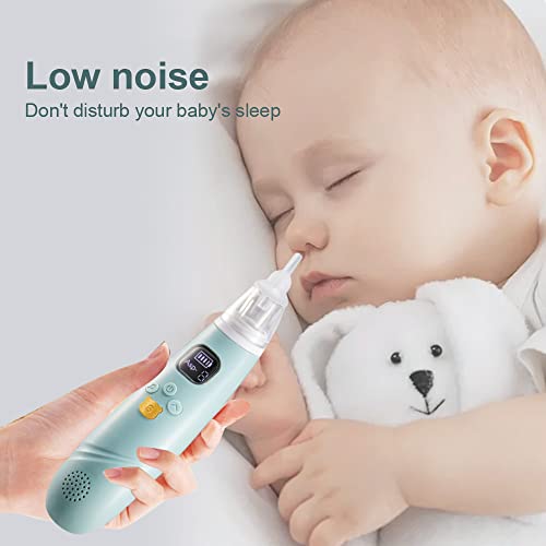 Назален Аспиратор за Бебе Електрически Аспиратор за Нос, Акумулаторна Издънка за носа Автоматично Пречистване на носа (Зелен)