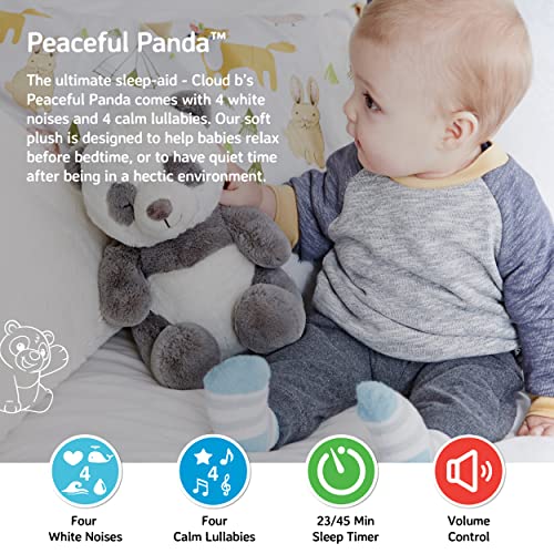 Звукова машина Cloud b с успокояващи звуци на Бял шум | Мека играчка | Регулируеми настройки и автоматично изключване | Peaceful Panda™