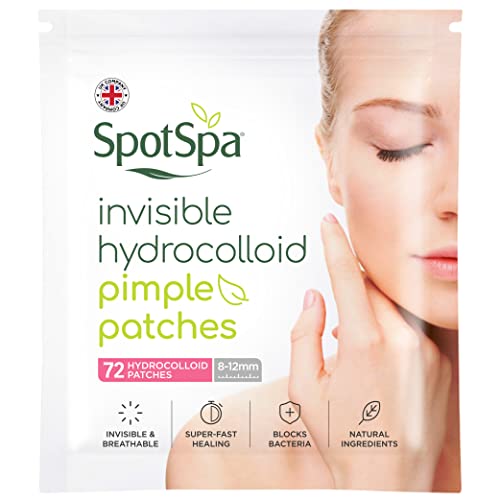 SpotSpa Петна от акне Опаковка от 72 Гидроколлоидных Прозрачни Невидими band-спин от Акне, за кожата – Етикети за бързо Заздравяване