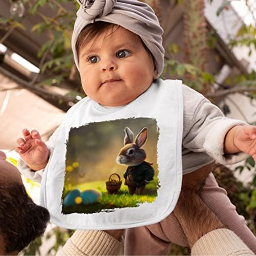 Сладки Бебешки Лигавници с образа на Великденския Заек - Цветни Престилки За Хранене на бебето - Графични Престилки за хранене