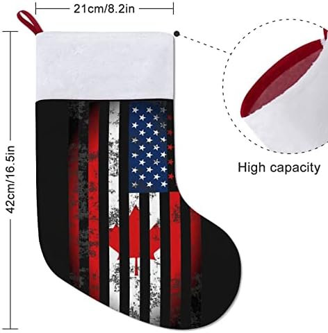 Американско-Канадския Флаг Коледен Отглеждане Окачени Чорапи С Принтом Коледно Дърво Украса За Камината