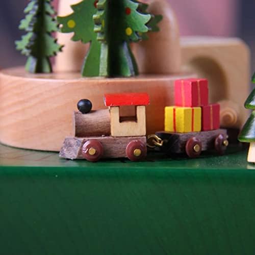 ASUVUD Креативен Коледен Влак Музикална Ковчег Дървена Ретро Въртяща се Музикална Ковчег Индивидуалност Детски Играчки Изпращане