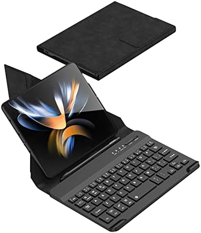 Qoosea за Samsung Galaxy Z Fold 4 Калъф и Bluetooth клавиатура Fold 3 Чанта-кобур за клавиатура с жак S Pen, Поставка за носене, Безжична