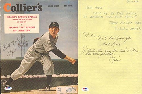 Промоции Ши подписа на Корицата на списание Collier's Magazine 1948 г. и Ръкописно писмо на PSA / DNA COA - Списания MLB с автограф